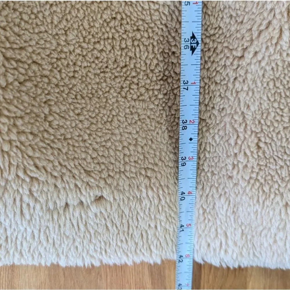 Alo Fur Oversized Sherpa Teddy Trench Coat Womens 2XS Camel Plush Sherpa Long